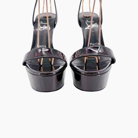 Christian Louboutin Loubi Queen Alta Platform Sandals Size 38.5 US 8.5 Black - Picture 5 of 14